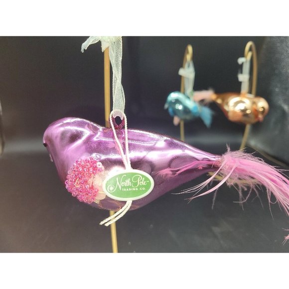 North Pole Trading Co 2002 Collection (3) Christmas Ornaments NWT Birds Mercury - Picture 2 of 6